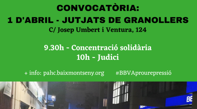 1 d’abril: Concentració solidària #BBVAprourepressió